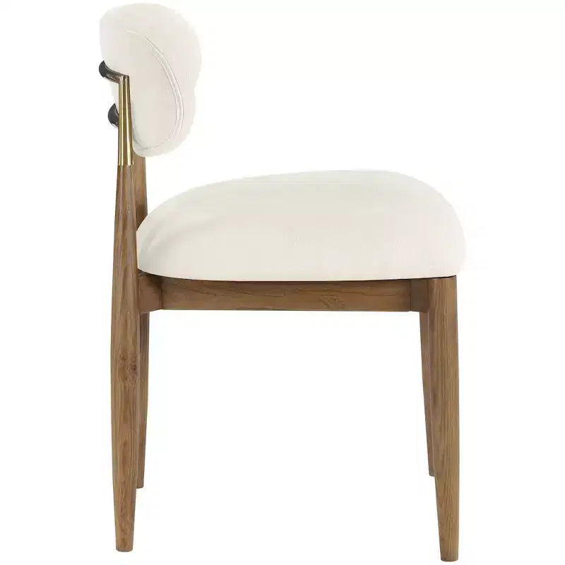 Silla auxiliar de comedor tapizada en tela beige de alto rendimiento, juego de 2 pares