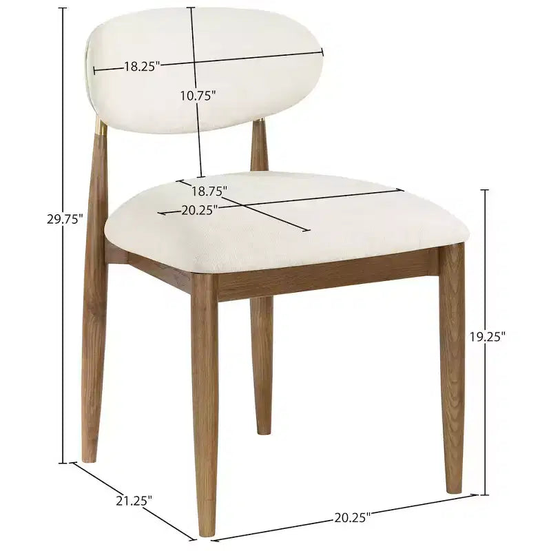 Silla auxiliar de comedor tapizada en tela beige de alto rendimiento, juego de 2 pares