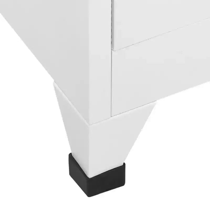 Taquilla industrial grande de acero gris, rectangular