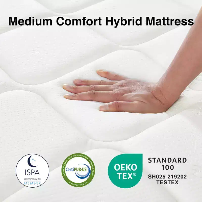 Matelas hybride en mousse à mémoire de forme et gel à 3 zones, livré en boîte