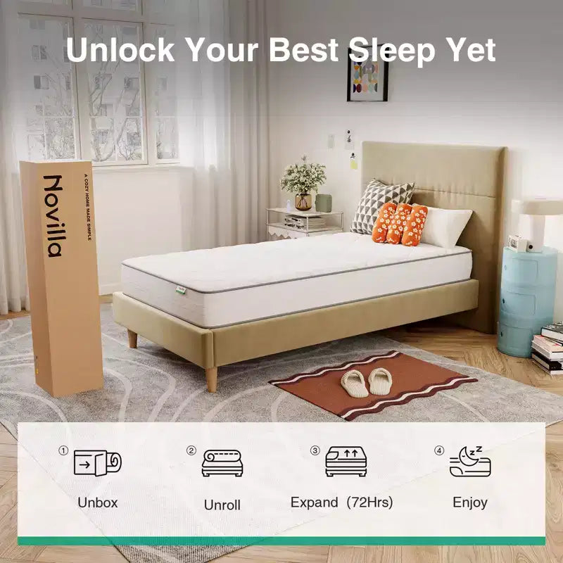 Matelas hybride en mousse à mémoire de forme et gel à 3 zones, livré en boîte