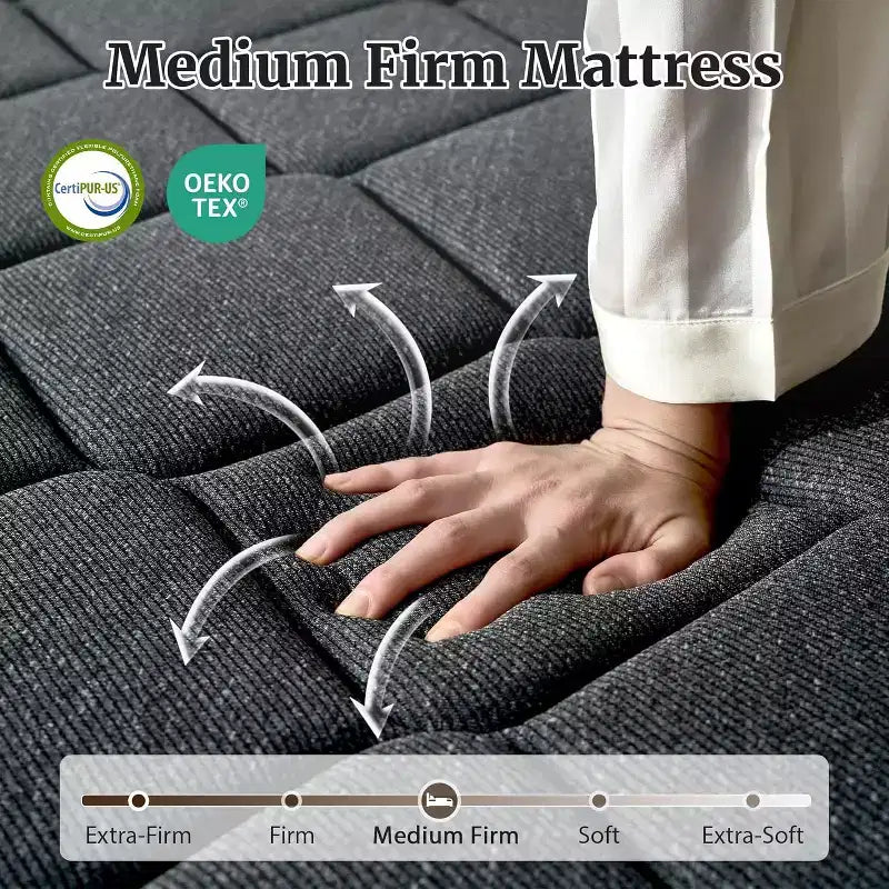 Matelas hybride en mousse à mémoire de forme, soutien mi-ferme, ressorts ensachés individuels, soulagement des douleurs dorsales, blanc