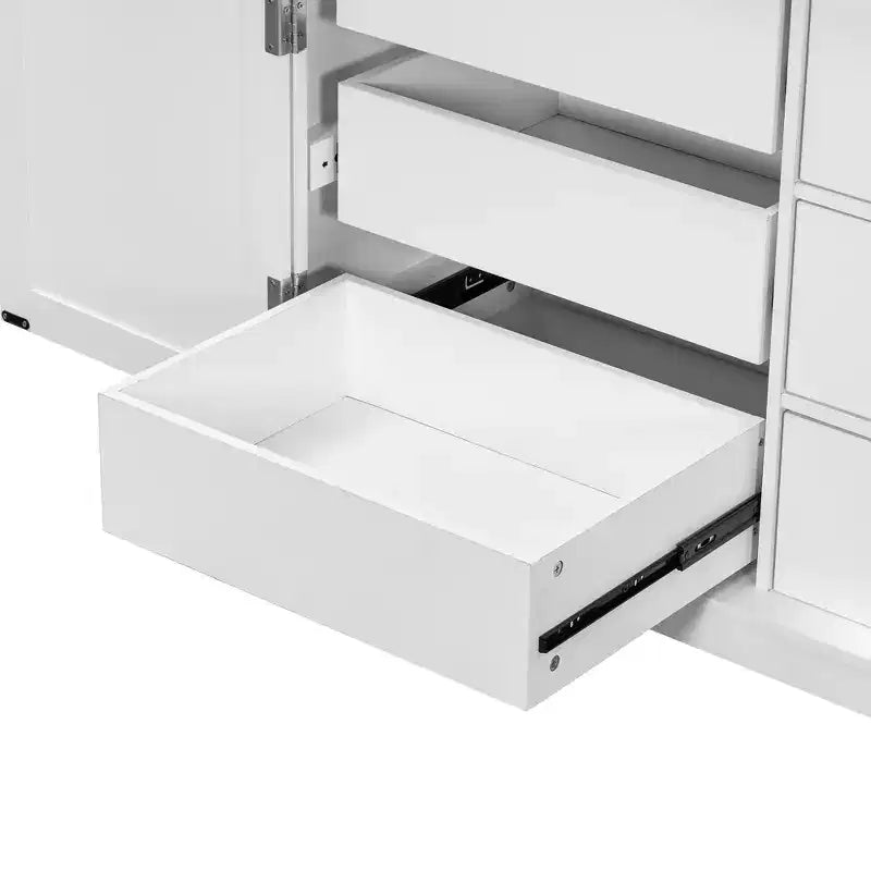 Despensa de cocina de 2 puertas, armario independiente con estantes ajustables, cajones y bandejas extraíbles