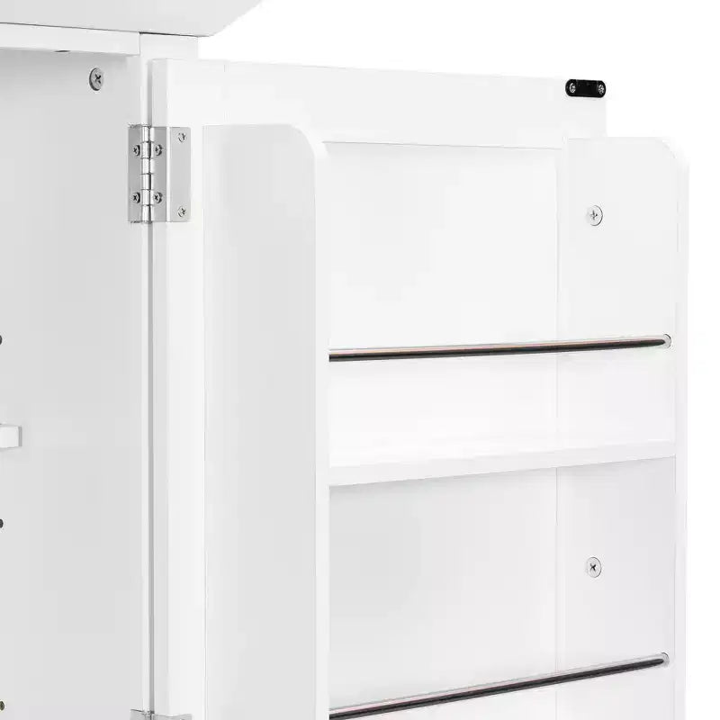 Despensa de cocina de 2 puertas, armario independiente con estantes ajustables, cajones y bandejas extraíbles