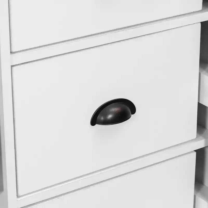 Despensa de cocina de 2 puertas, armario independiente con estantes ajustables, cajones y bandejas extraíbles
