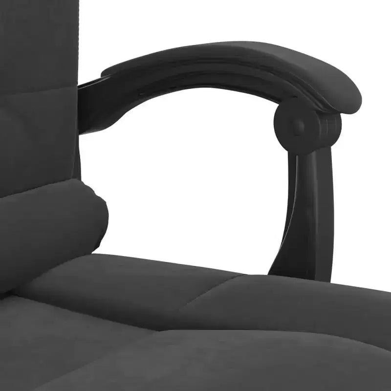 Sillón de masaje para oficina de terciopelo negro, metal y madera contrachapada, mediano