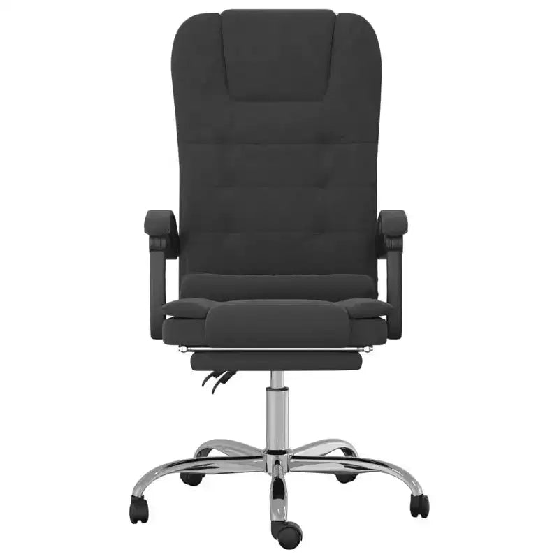 Massage-Bürostuhl, schwarzer Samt, Metall, Sperrholz, mittelgroß