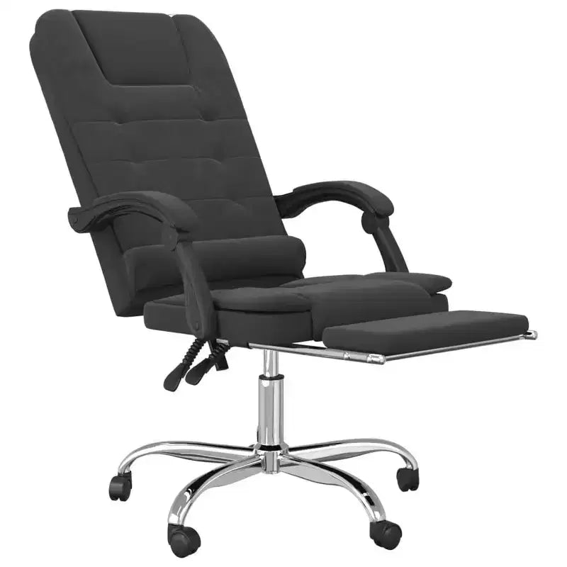 Sillón de masaje para oficina de terciopelo negro, metal y madera contrachapada, mediano