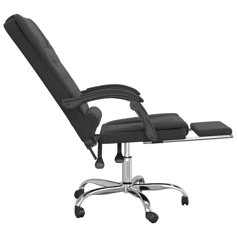 Sillón de masaje para oficina de terciopelo negro, metal y madera contrachapada, mediano