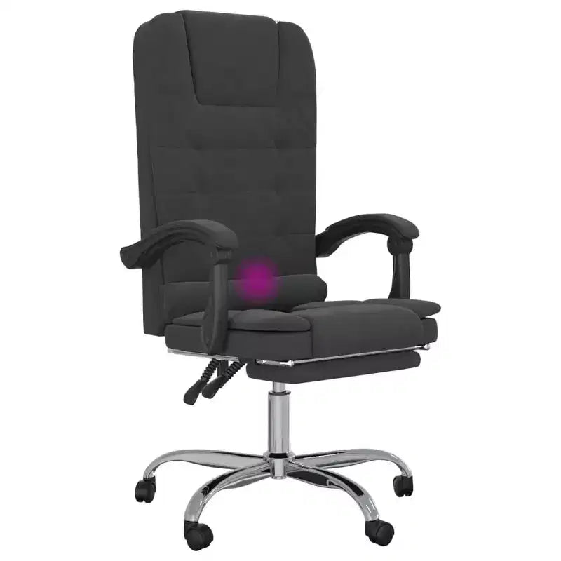 Sillón de masaje para oficina de terciopelo negro, metal y madera contrachapada, mediano