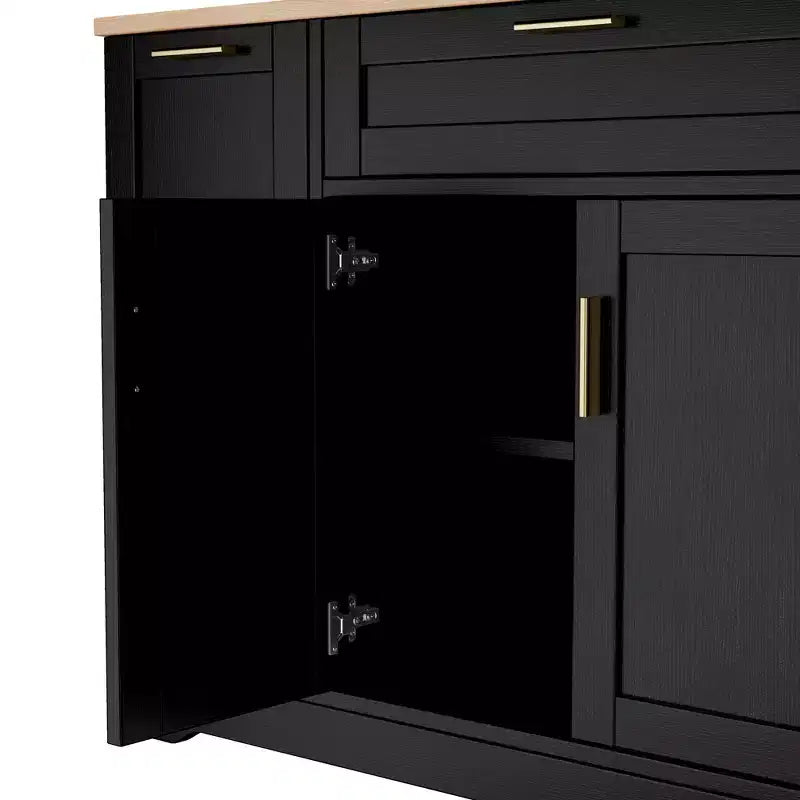 Aparador con estantes ajustables, estante extraíble de 3 niveles y cajón, isla de cocina para la cocina y la sala de estar