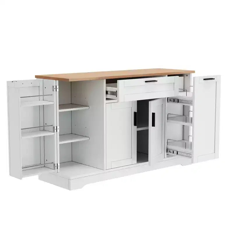 Aparador con estantes ajustables, estante extraíble de 3 niveles y cajón, isla de cocina para la cocina y la sala de estar