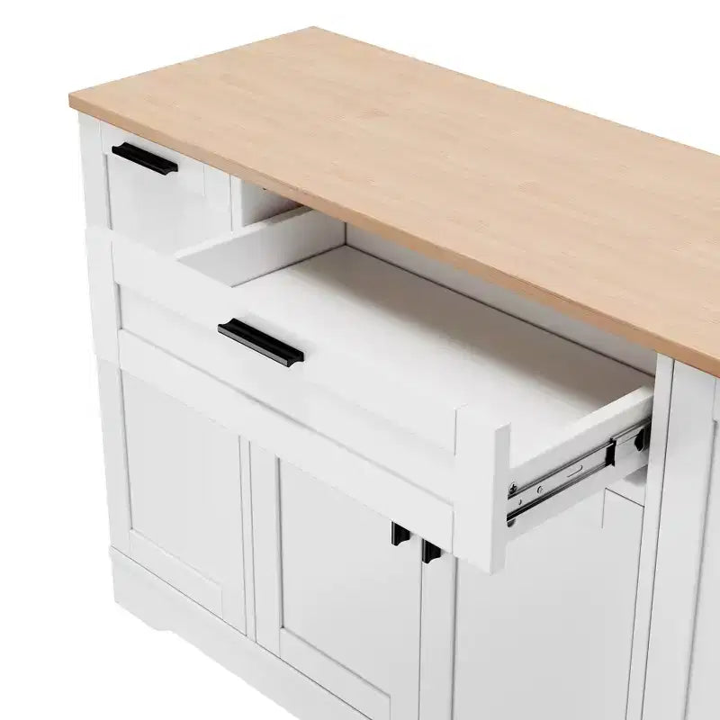 Aparador con estantes ajustables, estante extraíble de 3 niveles y cajón, isla de cocina para la cocina y la sala de estar