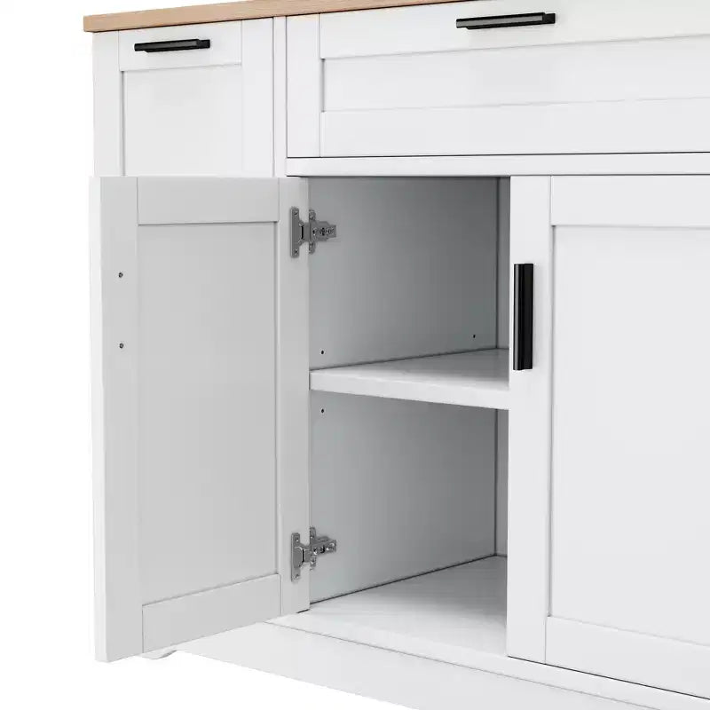 Aparador con estantes ajustables, estante extraíble de 3 niveles y cajón, isla de cocina para la cocina y la sala de estar
