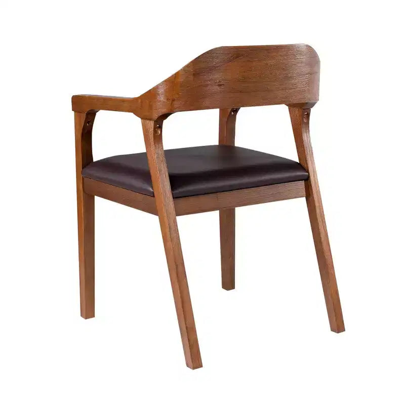 Juego de 2 sillones de comedor marrones/castaños tapizados, cuero sintético, estilo moderno de mediados de siglo