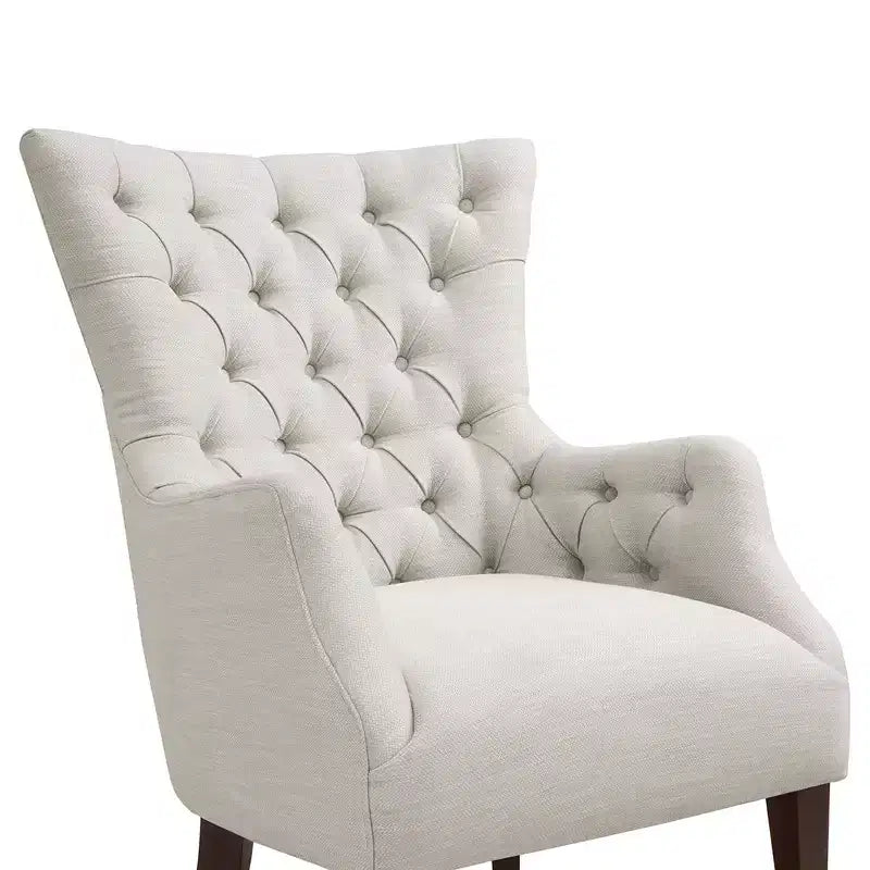 Sillón con respaldo alado y capitoné Lilith - marfil multicolor