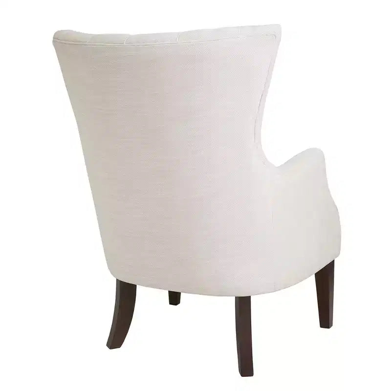 Sillón con respaldo alado y capitoné Lilith - marfil multicolor