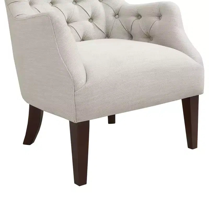 Sillón con respaldo alado y capitoné Lilith - marfil multicolor