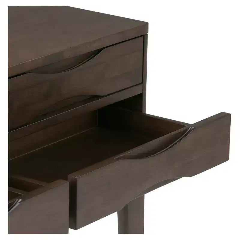 Mesa consola de pasillo de madera maciza de 40", marrón nogal de mediados de siglo, 4 cajones, almacenamiento para la entrada