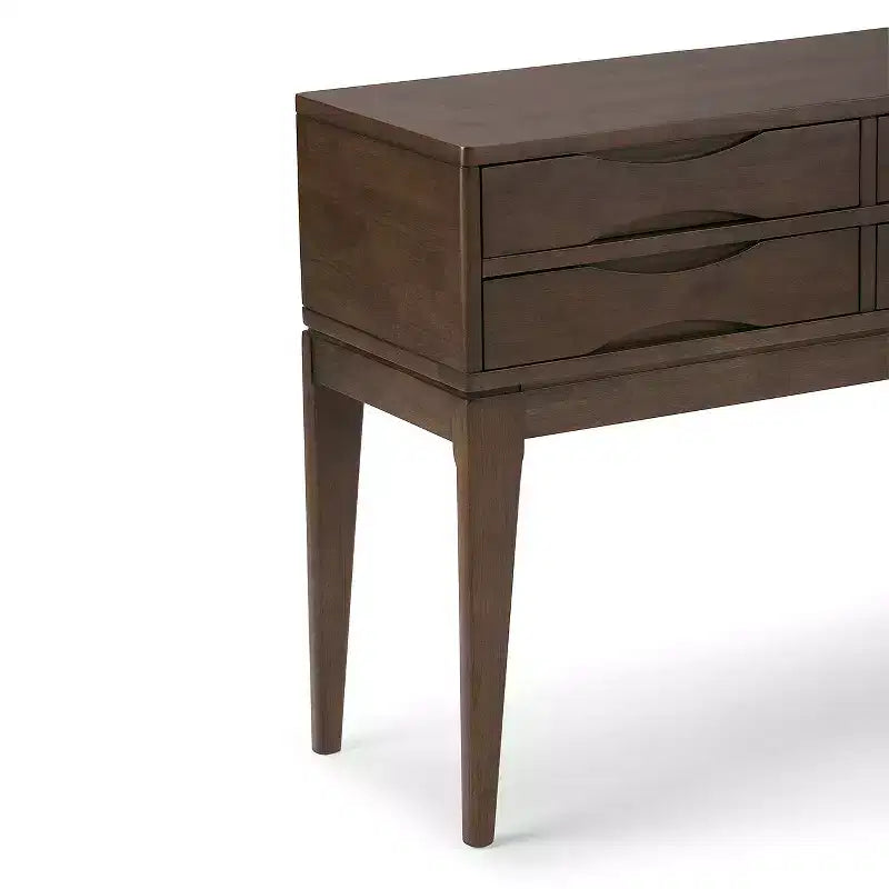 Flur-Konsolentisch aus massivem Hartholz, 40", walnussbraun, Mid-Century-Stil, 4 Schubladen, Stauraum für den Eingangsbereich
