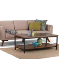 Table basse de 48" en bois massif de manguier, brun cognac foncé