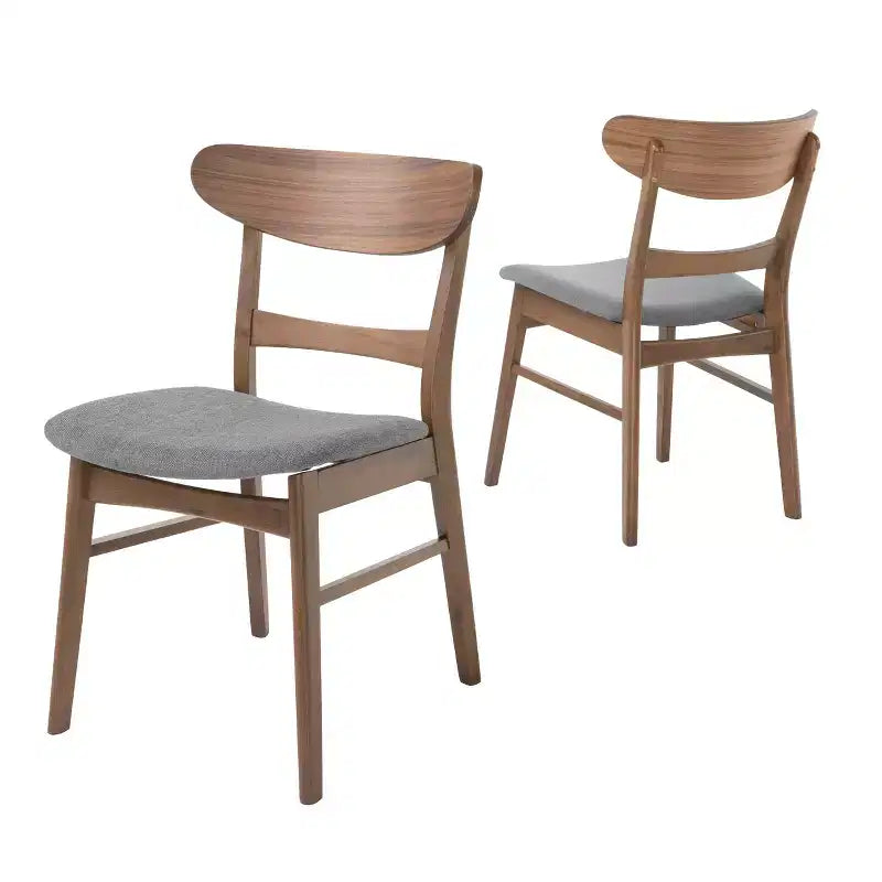 Juego de 2 sillas de comedor de estilo clásico de madera natural