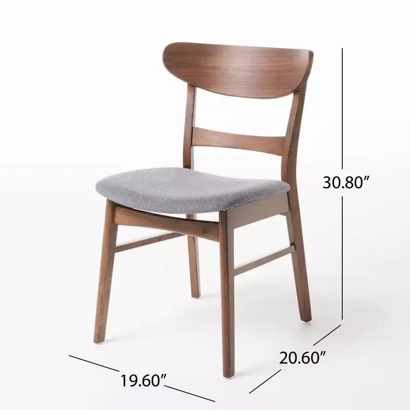 Juego de 2 sillas de comedor de estilo clásico de madera natural