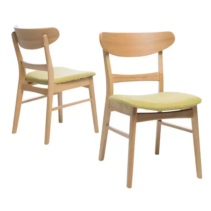Juego de 2 sillas de comedor de estilo clásico de madera natural