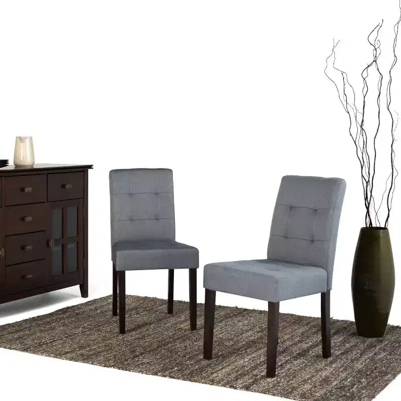 Ensemble de 2 chaises de salle à manger gris denim